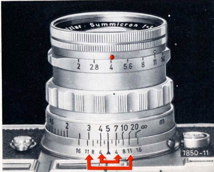 Leica M3 Bedienungsanleitung, Tiefenschärfe Skala