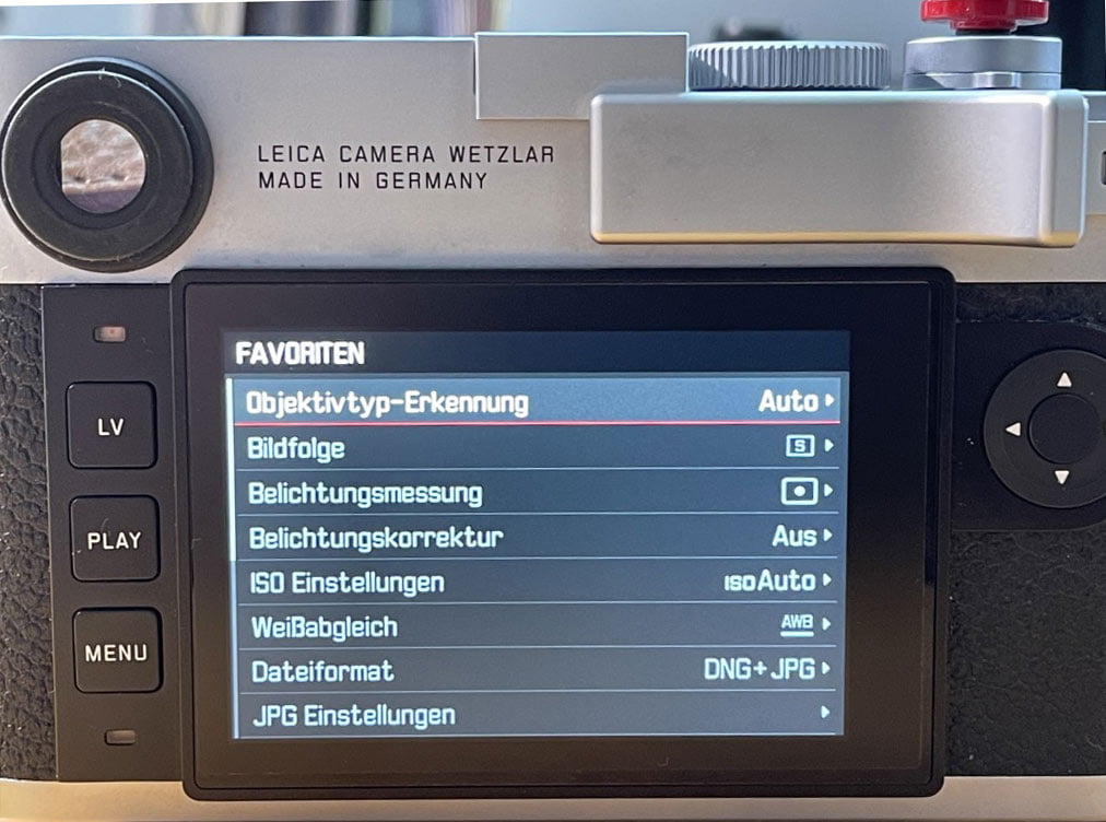 Leica M10: Favoritenmenü bearbeiten